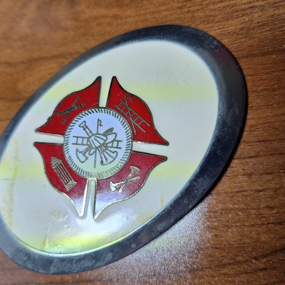 Firefighter Themed Oval Belt Buckle